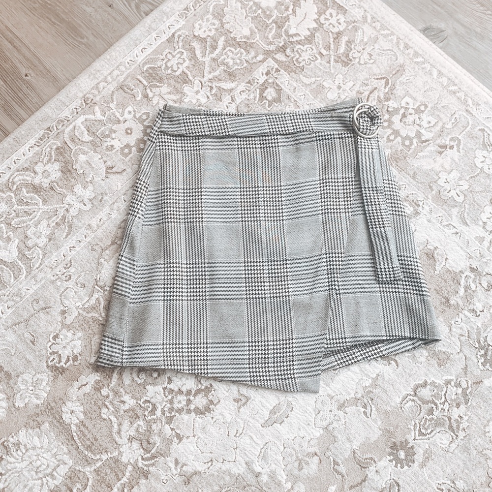 Lush Plaid Wrap Skirt